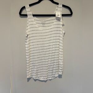 Majestic Filatures Casual Striped Tank Top in White and Gray